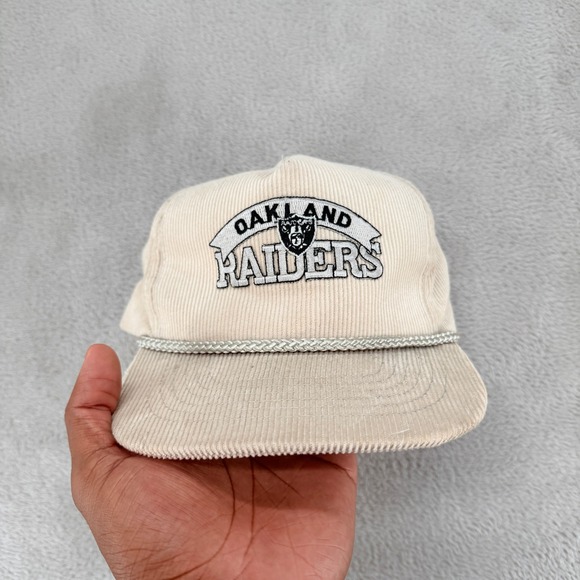 VTG Otto Cap Oakland Raiders NFL Snapback Hat Mens OSFA Beige Preowned Corduroy